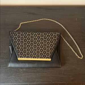 Kelly & Katie Black and Gold Lace Clutch